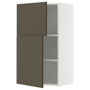 METOD Wall cabinet with shelves/2 doors, white/Havstorp brown-beige, 60x100 cm