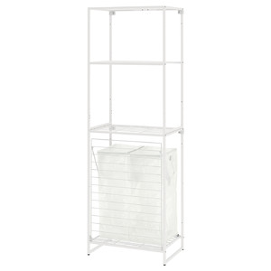 JOSTEIN Shelving unit with bags, in/outdoor wire/transparent white, 61x40/76x180 cm