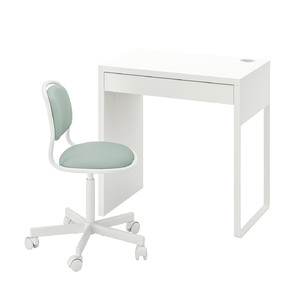MICKE/ÖRFJÄLL Desk and chair, white/light green