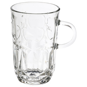 SÄLLSKAPLIG Mug, clear glass/patterned, 22 cl
