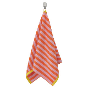 SLÅNHÖSTMAL Hand towel, orange/pink striped, 50x100 cm