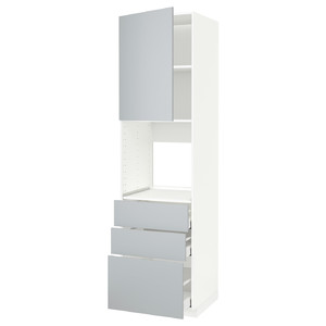 METOD / MAXIMERA High cab f oven w door/3 drawers, white/Veddinge grey, 60x60x220 cm