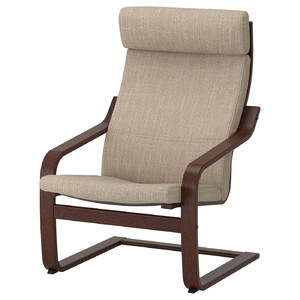 POÄNG Armchair, brown, Hillared beige