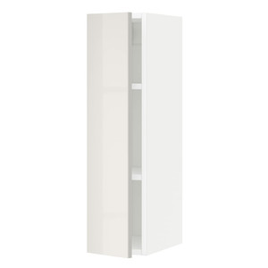 METOD Wall cabinet with shelves, white/Ringhult light grey, 20x80 cm