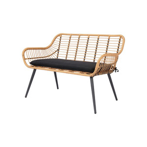 GoodHome Garden Rattan Bench Apolima, beige-black