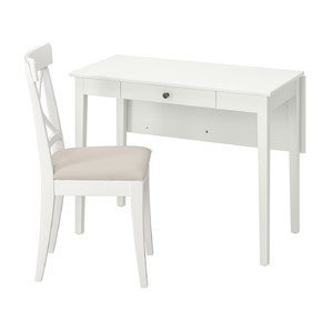 IDANÄS / INGOLF Table and 1 chair, white/Hallarp beige