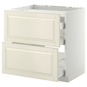 METOD / MAXIMERA Base cab f hob/2 fronts/3 drawers, white/Bodbyn off-white, 80x60 cm
