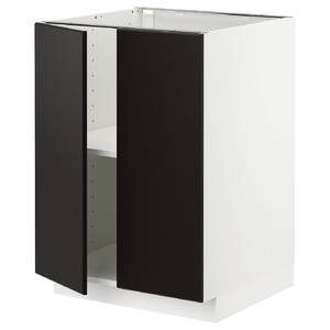 METOD Base cabinet with shelves/2 doors, white/Kungsbacka anthracite, 60x60 cm
