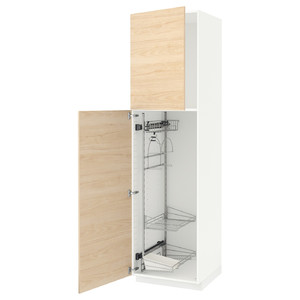 METOD High cabinet with cleaning interior, white/Askersund light ash effect, 60x60x220 cm