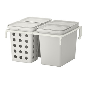 HÅLLBAR Waste sorting solution, for METOD kitchen drawer ventilated, light grey, 42 l