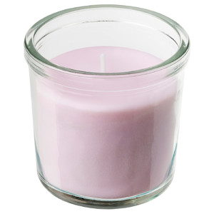 LUGNARE Scented candle in glass, Jasmine/pink, 20 hr