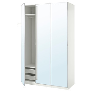 PAX / ÅHEIM Wardrobe combination, white/mirror glass, 150x60x236 cm