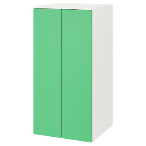 SMÅSTAD / PLATSA Wardrobe, white green/with 3 shelves, 60x57x123 cm