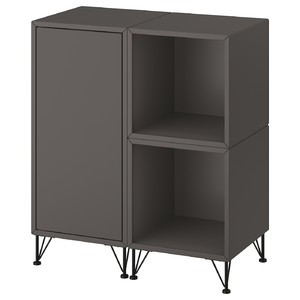 EKET Cabinet combination with legs, dark grey/metal black, 70x35x80 cm