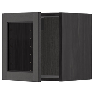 METOD Wall cabinet with glass door, black/Lerhyttan black stained, 40x40 cm