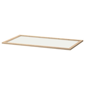 KOMPLEMENT Glass shelf, white stained oak effect, 100x58 cm