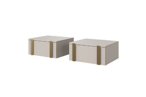Wall-Mounted Bedside Table Verica Set of 2, cashmere/gold handles