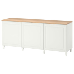 BESTÅ Storage combination with doors, white/Smeviken/Kabbarp white, 180x42x76 cm