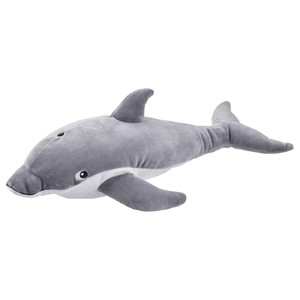 BLÅVINGAD Soft toy, dolphin, grey, 50 cm