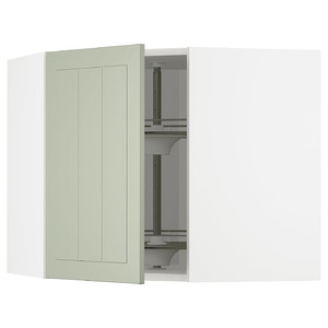 METOD Corner wall cabinet with carousel, white/Stensund light green, 68x60 cm