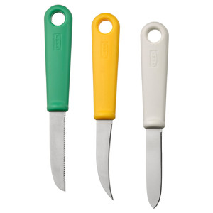 UPPFYLLD Paring knife, set of 3, mixed colours