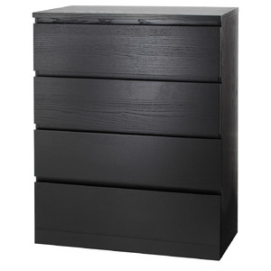 MALM Chest of 4 drawers, black-brown, 80x100 cm