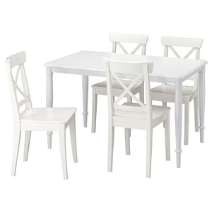 DANDERYD / INGOLF Table and 4 chairs, white/white, 130 cm