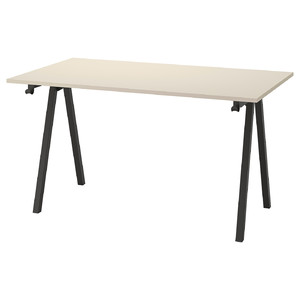 TROTTEN Desk, beige/anthracite, 140x80 cm