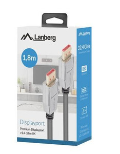 Lanberg DisplayPort Cable M/M 0.5 20 PIN V1.4 1.8m 8K, black