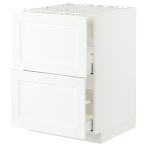 METOD / MAXIMERA Base cab f hob/int extractor w drw, white Enköping/white wood effect, 60x60 cm