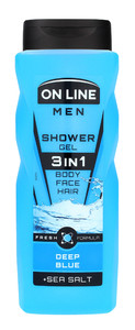 On Line Men Shower Gel 3in1 Deep Blue 410ml
