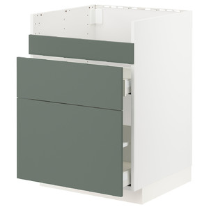 METOD / MAXIMERA Base cb f HAVSEN snk/3 frnts/2 drws, white/Bodarp grey-green, 60x60 cm