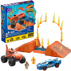 MEGA Hot Wheels Smash n Crash Tiger Shark Chomp Coursmonster Truck Building Set HKF88 5+