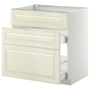 METOD / MAXIMERA Base cab f sink+3 fronts/2 drawers, white, Bodbyn off-white, 80x60 cm