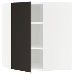 METOD Corner wall cabinet with shelves, white, Kungsbacka anthracite, 68x80 cm