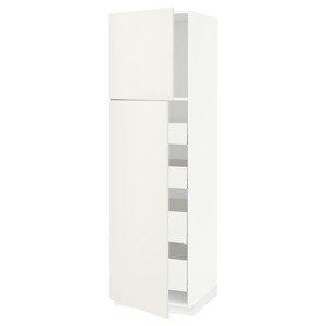 METOD / MAXIMERA Hi cab w 2 doors/4 drawers, white/Veddinge white, 60x60x200 cm