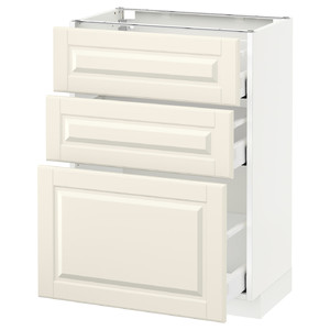 METOD / MAXIMERA Base cabinet with 3 drawers, white, Bodbyn off-white, 60x37 cm