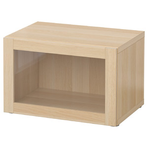 BESTÅ Shelf unit with glass door, Sindvik white stained oak effect, 60x40x38 cm