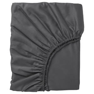 NATTJASMIN Fitted sheet, dark grey, 140x200 cm