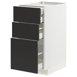 METOD / MAXIMERA Base cb 3 frnts/2 low/1 md/1 hi drw, white/Nickebo matt anthracite, 40x60 cm