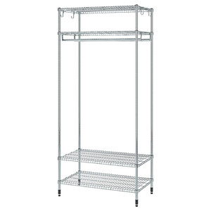 OMAR Shelving unit with clothes rail, galvanised, 92x50x201 cm