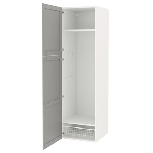 ENHET High cabinet storage combination, white/grey frame, 60x62x210 cm