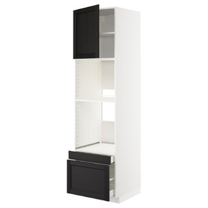 METOD / MAXIMERA Hi cab f ov/combi ov w dr/2 drwrs, white/Lerhyttan black stained, 60x60x220 cm