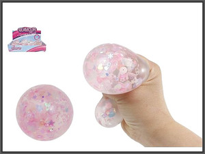 Stress Toy Squish Ball Glitter Flower 6cm, 1pc, assorted colours