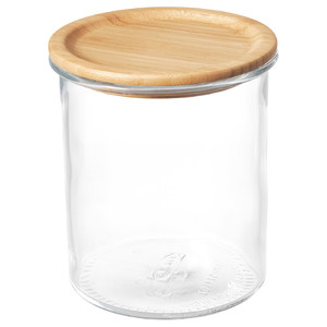IKEA 365+ Jar with lid, glass, bamboo, 1.7 l