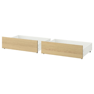 MALM Bed storage box for high bed frame, white stained oak veneer