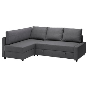 FRIHETEN / KLAGSHAMN Corner sofa-bed with storage, Skiftebo dark grey