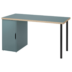 LAGKAPTEN / ALEX Desk, grey-turquoise/black, 140x60 cm