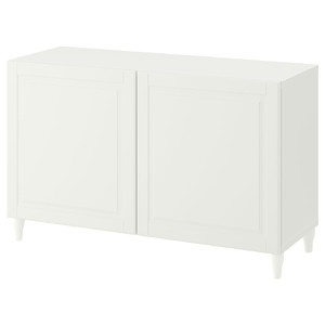 BESTÅ Storage combination with doors, white, Smeviken/Kabbarp white, 120x42x74 cm