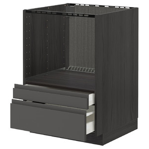 METOD / MAXIMERA Base cabinet f combi micro/drawers, black/Voxtorp dark grey, 60x60 cm